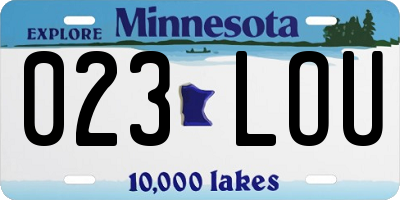 MN license plate 023LOU