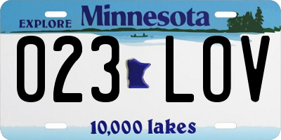MN license plate 023LOV