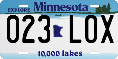 MN license plate 023LOX