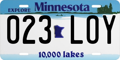 MN license plate 023LOY