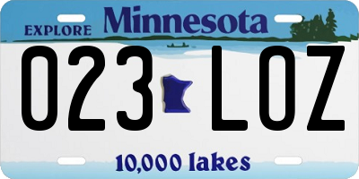 MN license plate 023LOZ