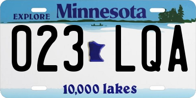 MN license plate 023LQA