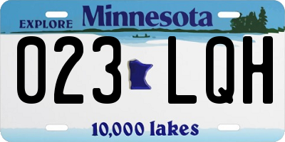 MN license plate 023LQH