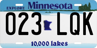 MN license plate 023LQK