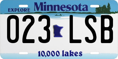 MN license plate 023LSB