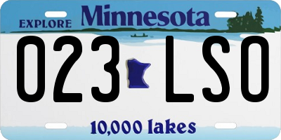 MN license plate 023LSO