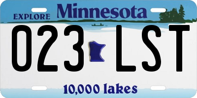 MN license plate 023LST
