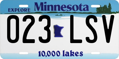 MN license plate 023LSV