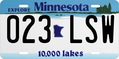 MN license plate 023LSW