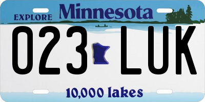 MN license plate 023LUK
