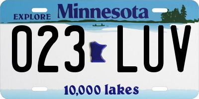 MN license plate 023LUV