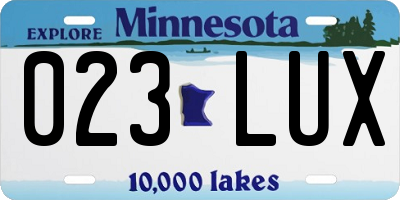 MN license plate 023LUX
