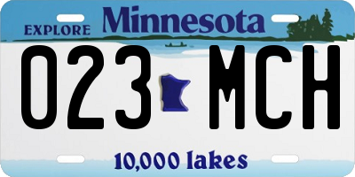 MN license plate 023MCH