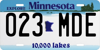 MN license plate 023MDE