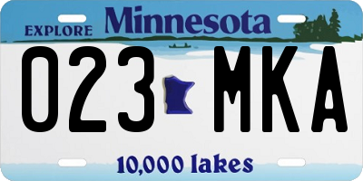 MN license plate 023MKA