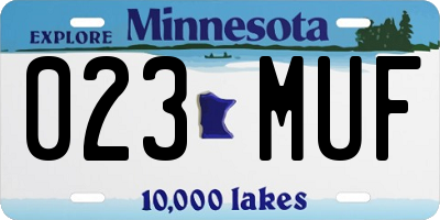 MN license plate 023MUF