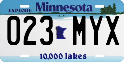 MN license plate 023MYX