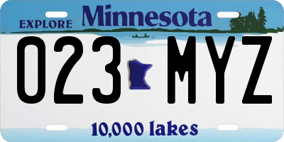 MN license plate 023MYZ