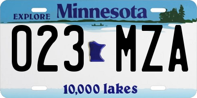 MN license plate 023MZA