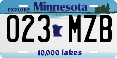 MN license plate 023MZB