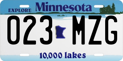 MN license plate 023MZG