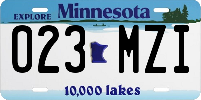 MN license plate 023MZI