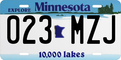 MN license plate 023MZJ
