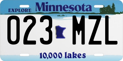 MN license plate 023MZL