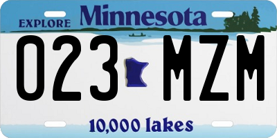MN license plate 023MZM