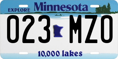 MN license plate 023MZO