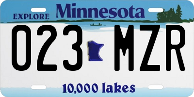 MN license plate 023MZR