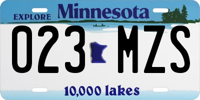 MN license plate 023MZS