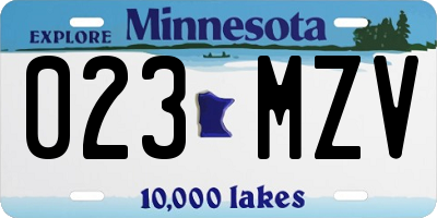 MN license plate 023MZV