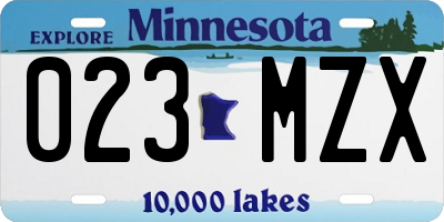 MN license plate 023MZX