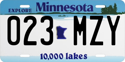 MN license plate 023MZY