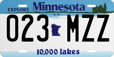 MN license plate 023MZZ