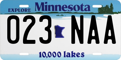 MN license plate 023NAA