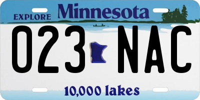 MN license plate 023NAC