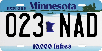 MN license plate 023NAD