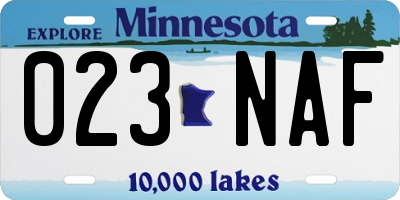 MN license plate 023NAF