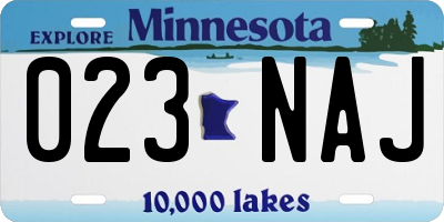 MN license plate 023NAJ