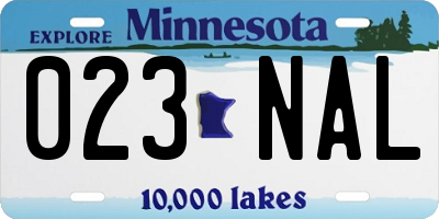 MN license plate 023NAL