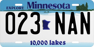MN license plate 023NAN