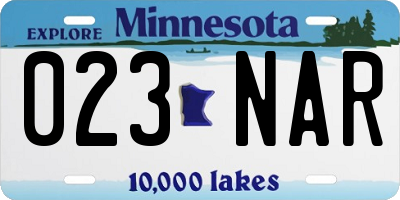 MN license plate 023NAR