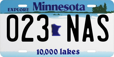 MN license plate 023NAS