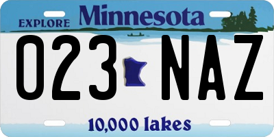 MN license plate 023NAZ