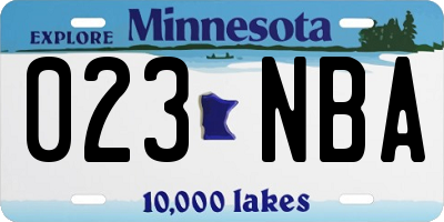 MN license plate 023NBA
