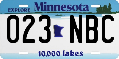 MN license plate 023NBC