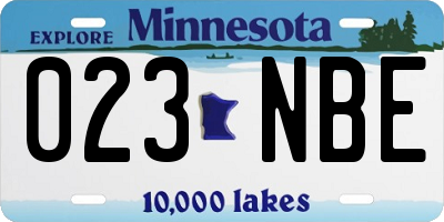 MN license plate 023NBE