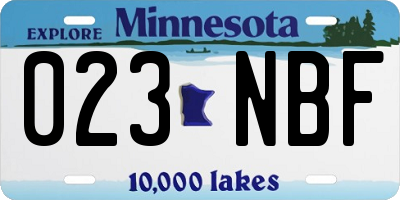 MN license plate 023NBF